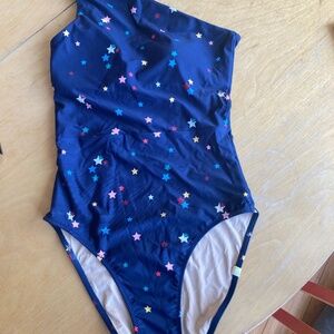 Summersalt Ruched Sidestroke navy blue stars one-piece swimsuit size 2
